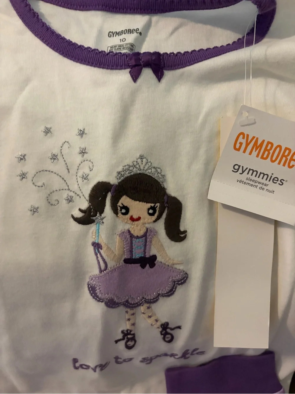 NWOT Gymboree White & Purple Ballerina 'Love to Sparkle' Pajama Set